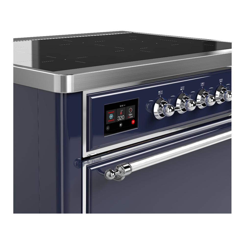 Ilve UMIB36QNR3MBC Ilve Umib36Qnr3Mbc Majestic Iii 36 Inch Induction Range With 6 Elements, 3.5 Cu. Ft. Total Oven Capacity (Solid Door, Midnight Blue, Chrome)