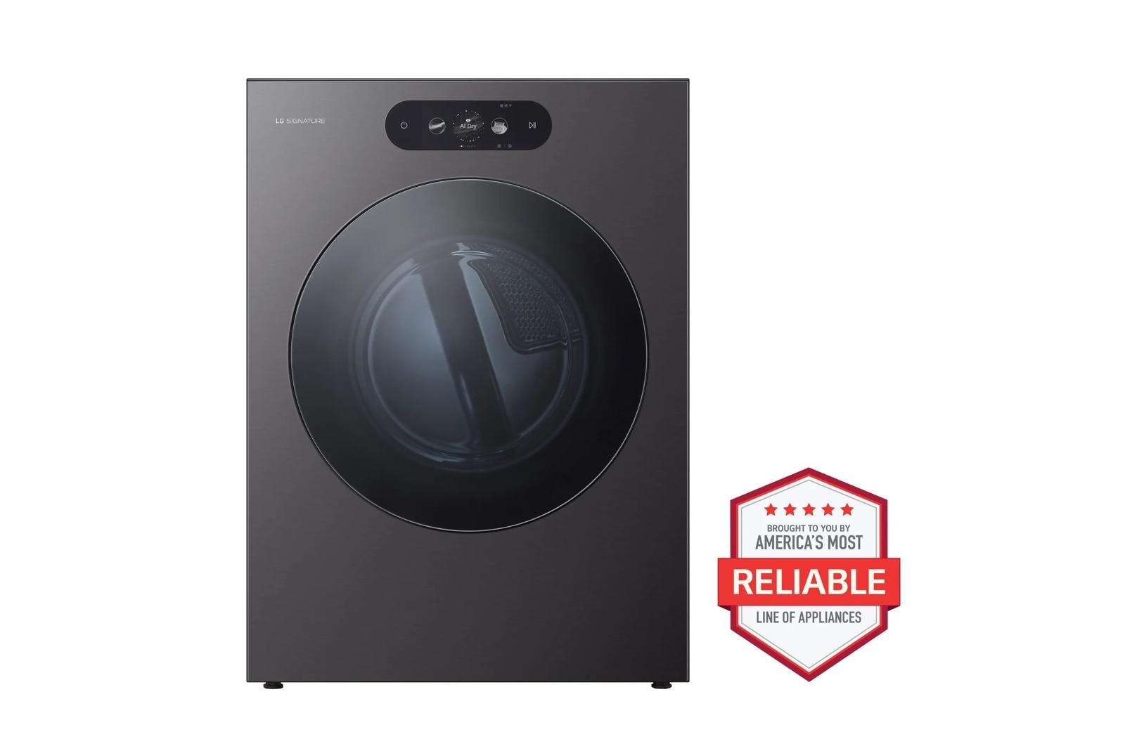 Lg DLGX9901B Lg Signature 9.0 Cu. Ft. Mega Capacity Smart Front Load Gas Dryer With Built-In Intelligence, Turbosteam® And Touch Lcd Control