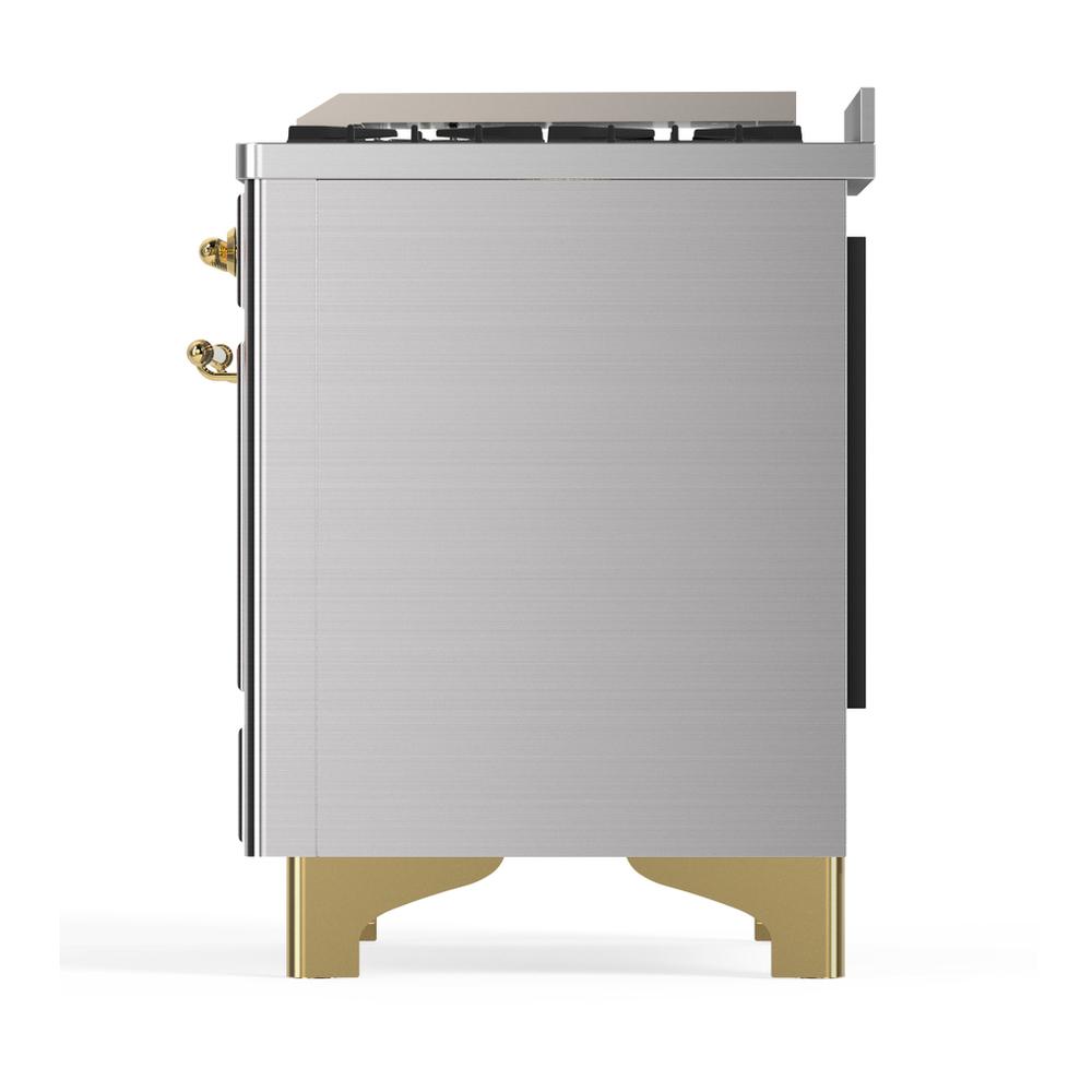 Ilve UM60FSNR3SSGLP Ilve Um60Fsnr3Ssglp Majestic Iii 60 Inch Dual Fuel Range With 7 Burners, Griddle And French Top, Dual Function Burner With Up To 25,000 Btu (Liquid Propane, Triple Glass Door, Stainless Steel, Brass)