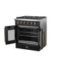 Forno FFSGS644430BLK Forno Galiano 30-Inch French Door Gas Range Black And Antique Brass Design, 5 Sealed Burners 68,000 Btu, 4.32 Cu.Ft. Convection Oven