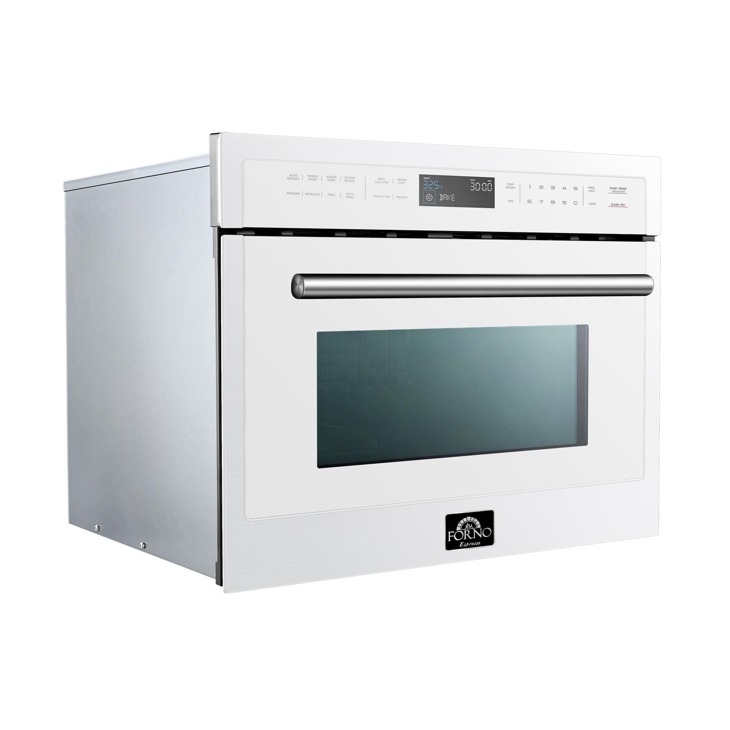 Forno FMWDR309324WHT Forno Oliena Espresso White 24-Inch Built-In Microwave And Convection Oven Combo, 1.6 Cu.Ft, 1750W Convection, 1000W Microwave, Stainless Steel Interior, Glass Touch Controls, Sensor Cooking