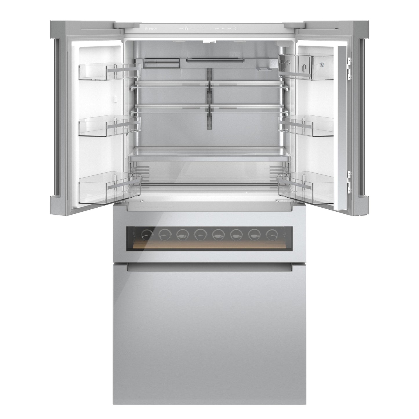 Bosch B36CL84ENG 800 Series, French Door Bottom Mount Refrigerator, Glass Door, 36'', Stainless Steel