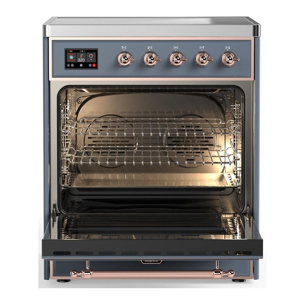 Ilve UMIB30QNR3BGP Ilve Umib30Qnr3Bgp Majestic Iii 30 Inch Induction Range With 4 Elements, 4 Cu. Ft. Oven Capacity (Solid Door, Blue Grey, Copper)