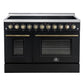 Forno FFSEL601148BLK Forno Paolo 48 Inch Freestanding Electric Range In Black With Antique Brass, 6.7 Cu.Ft, True Convection Oven, Energy Efficient
