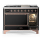 Ilve UM48FQNR3BKP Ilve Um48Fqnr3Bkp Majestic Iii 48 Inch Dual Fuel Range With 8 Burners And Griddle, Dual Function Burner Up To 25,000 Btu (Natural Gas, Solid Door, Glossy Black, Copper)