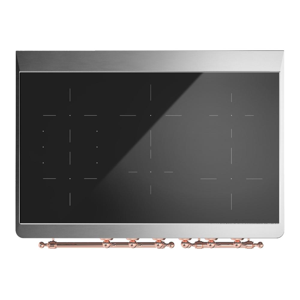 Ilve UMDIB40NR3WHP Ilve Umdib40Nr3Whp Majestic Iii 40 Inch Induction Range With 6 Elements, 3.82 Cu. Ft. Total Oven Capacity (Triple Glass Door, White, Copper)