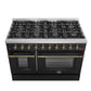 Forno FFSGS624448BLK Forno Galiano 48-Inch Gas Range Black & Antique Brass Design, 8 Burners, 107,000 Btu, Griddle, 6.58 Cu.Ft. Double Ovens