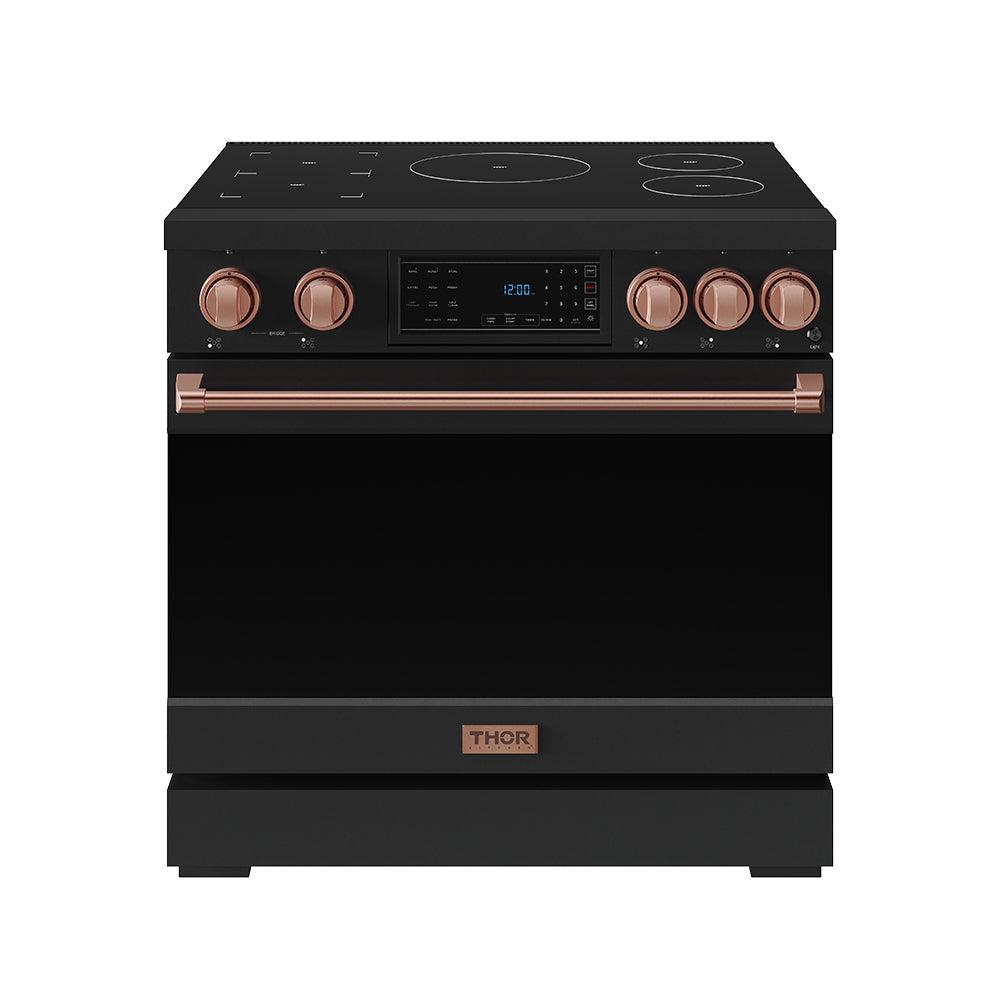 Thor Kitchen RSI36BRSG 36 Inch Professional Induction Range With Tilt Panel Touch Control In Black And Rose Gold Gordon Ramsay Series