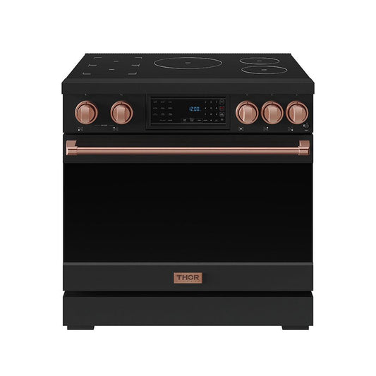 Thor Kitchen RSI36BRSG 36 Inch Professional Induction Range With Tilt Panel Touch Control In Black And Rose Gold Gordon Ramsay Series
