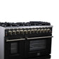 Forno FFSGS612548BLK Forno Massimo 48 Inch Freestanding Dual Fuel Range In Black With Antique Brass Accessories, 8 Burners, 6.58 Cu. Ft. Convection Oven