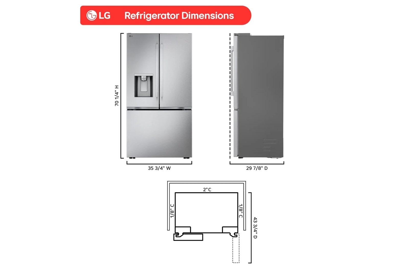 Lg LF24Z6330S 24 Cu. Ft. Counter-Depth Max&#8482; With Zero Clearance&#8482; 3-Door French Door Refrigerator