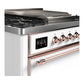 Ilve UM36FQNR3WHPLP Ilve Um36Fqnr3Whplp Majestic Iii 36 Inch Dual Fuel Range With 6 Black Brass Burners And Griddle, Dual Function Burner Up To 25,000 Btu (Solid Door, White, Copper, Liquid Propane)