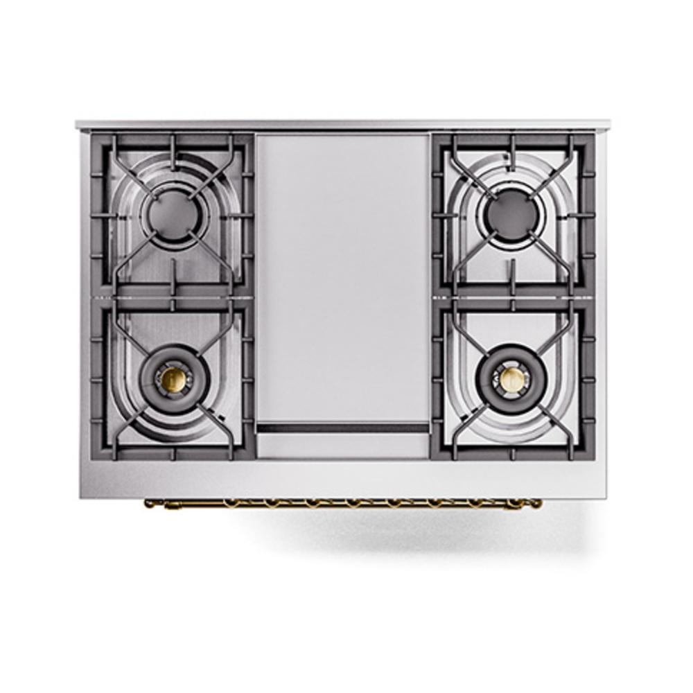 Ilve UN36FQNMPMGG Ilve Un36Fqnmpmgg Nostalgie Ii Noblesse 36" Dual Fuel Range (Natural Gas, Solid Door, Graphite Matte, Brass)