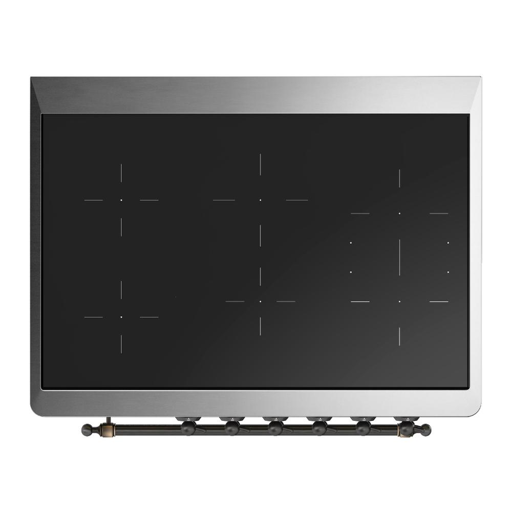 Ilve UMIB36QNR3EGB Ilve Umib36Qnr3Egb Majestic Iii 36 Inch Induction Range With 6 Elements, 3.5 Cu. Ft. Total Oven Capacity (Solid Door, Emerald Green, Burnished)