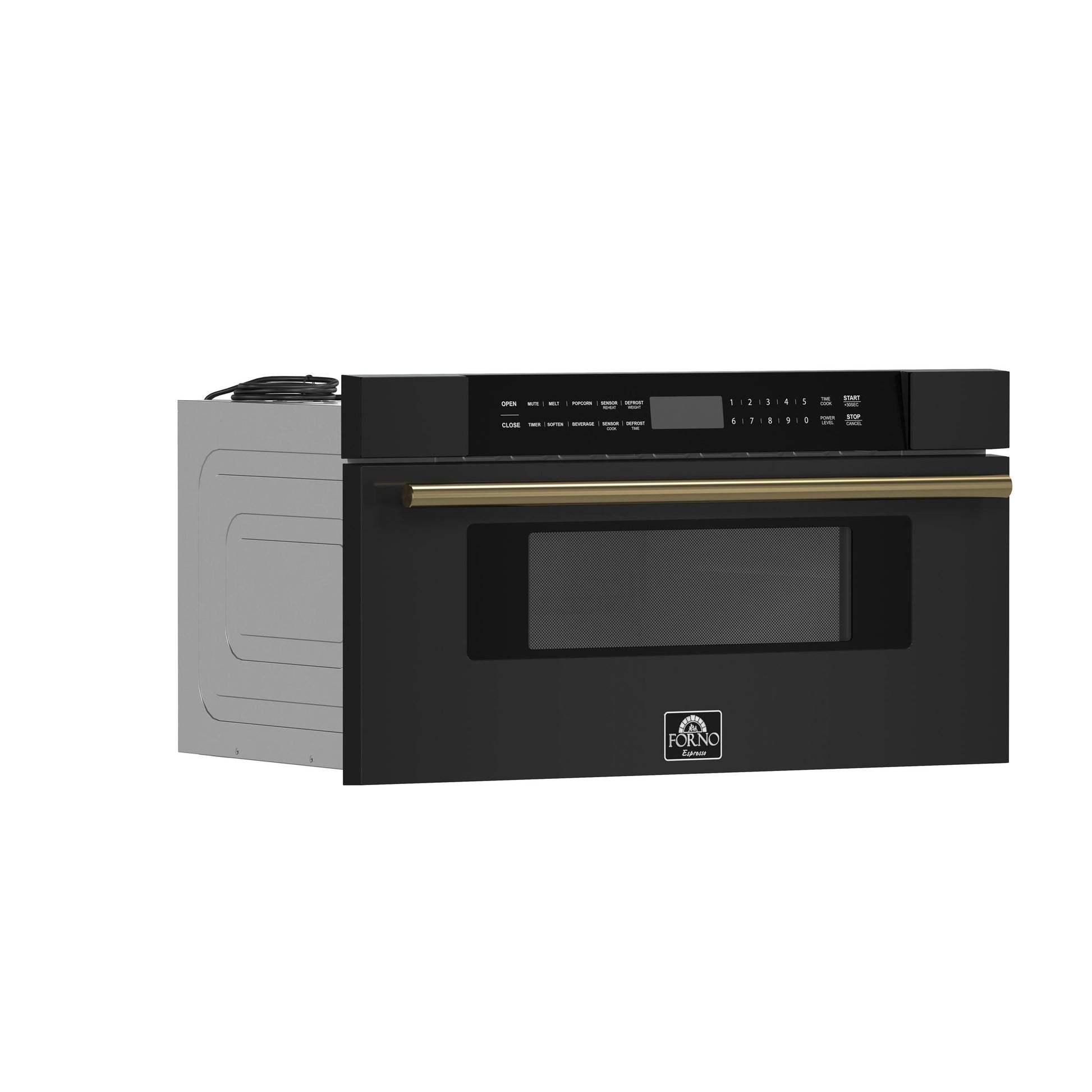 Forno FMWDR300030BLK Forno Capoliveri Espresso 30-Inch Microwave Drawer, Black, 1.2 Cu.Ft, 1500 Watts, Built-In, Touch Control Lcd Display, Auto-Touch Open/Close, 11 Power Levels, Sensor Cooking