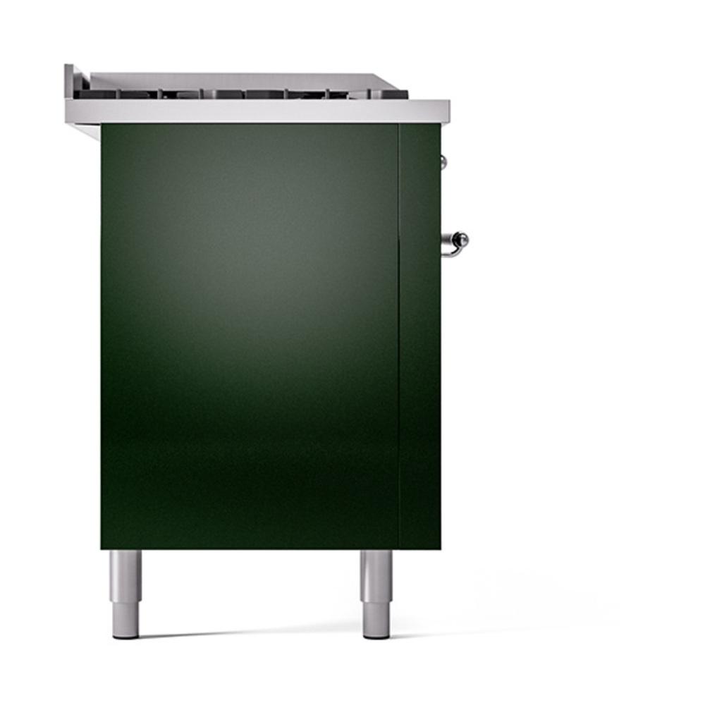 Ilve UN60FSQNMPEGC Ilve Un60Fsqnmpegc Nostalgie Ii Noblesse 60" Dual Fuel Range (7 Sealed Burners + Griddle + French Top, Natural Gas, Solid Door, Emerald Green, Chrome)