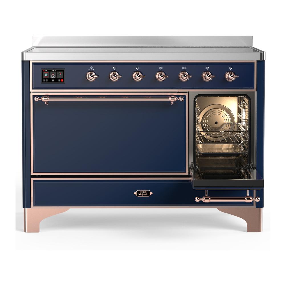 Ilve UMIB48QNR3MBP Ilve Umib48Qnr3Mbp Majestic Iii 48 Inch Induction Range With 6 Elements, 5.02 Cu. Ft. Total Oven Capacity (Solid Door, Midnight Blue, Copper)