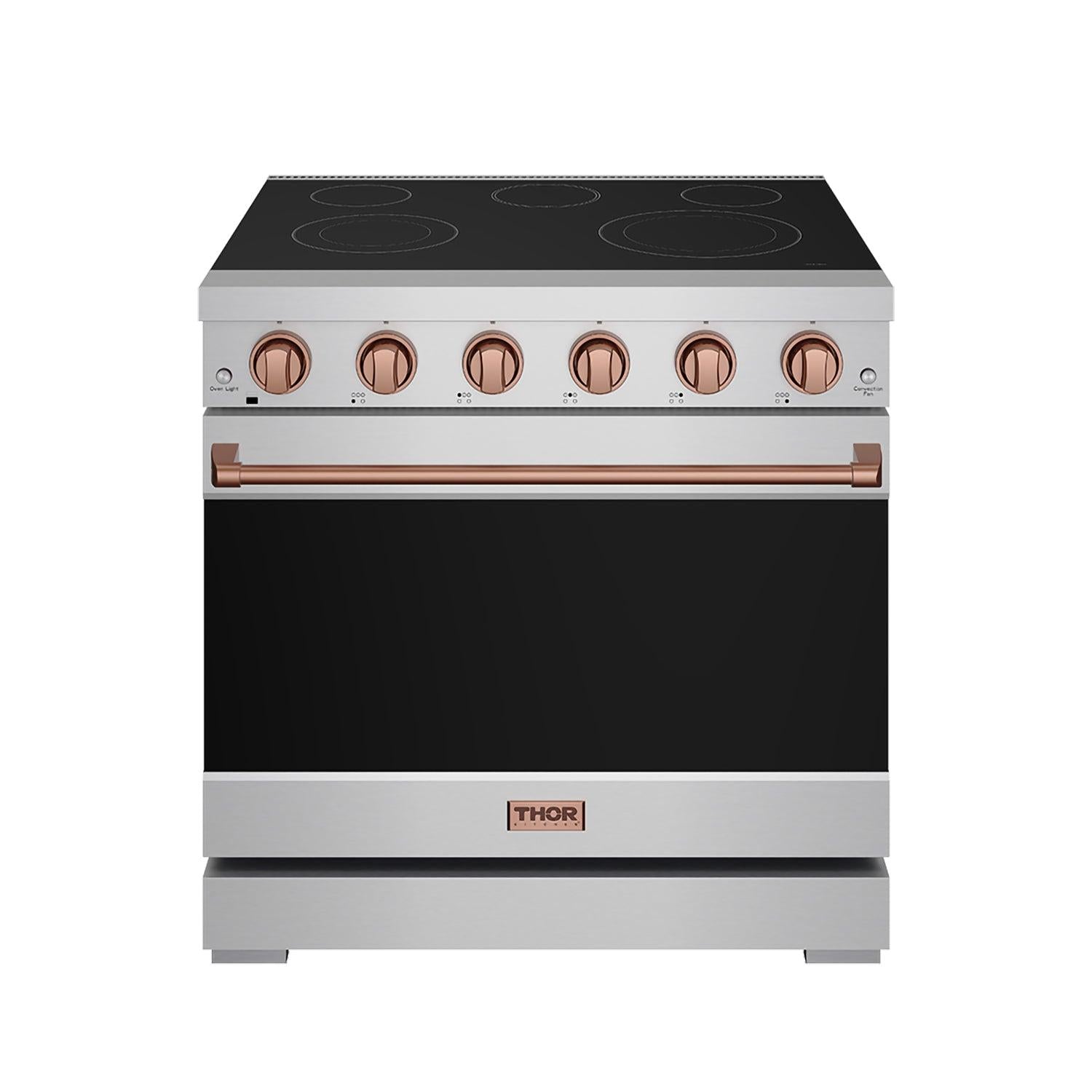 Thor Kitchen RSE36PRSG 36 Inch Professional Electric Range In Stainless Steel/Rose Gold Gordon Ramsay Series