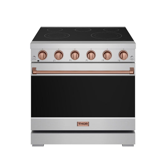 Thor Kitchen RSE36PRSG 36 Inch Professional Electric Range In Stainless Steel/Rose Gold Gordon Ramsay Series