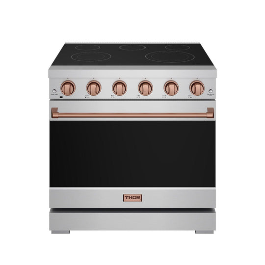 Thor Kitchen RSE36PRSG 36 Inch Professional Electric Range In Stainless Steel/Rose Gold Gordon Ramsay Series