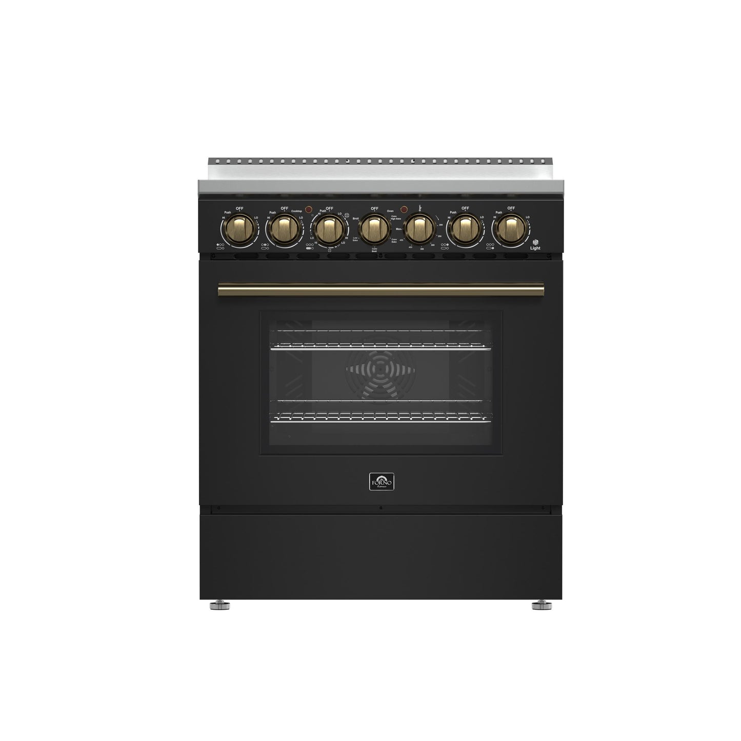 Forno FFSEL601130BLK Forno Paolo 30-Inch Freestanding Electric Range, Black, 4.38 Cu.Ft, True Convection Oven, Energy Efficient