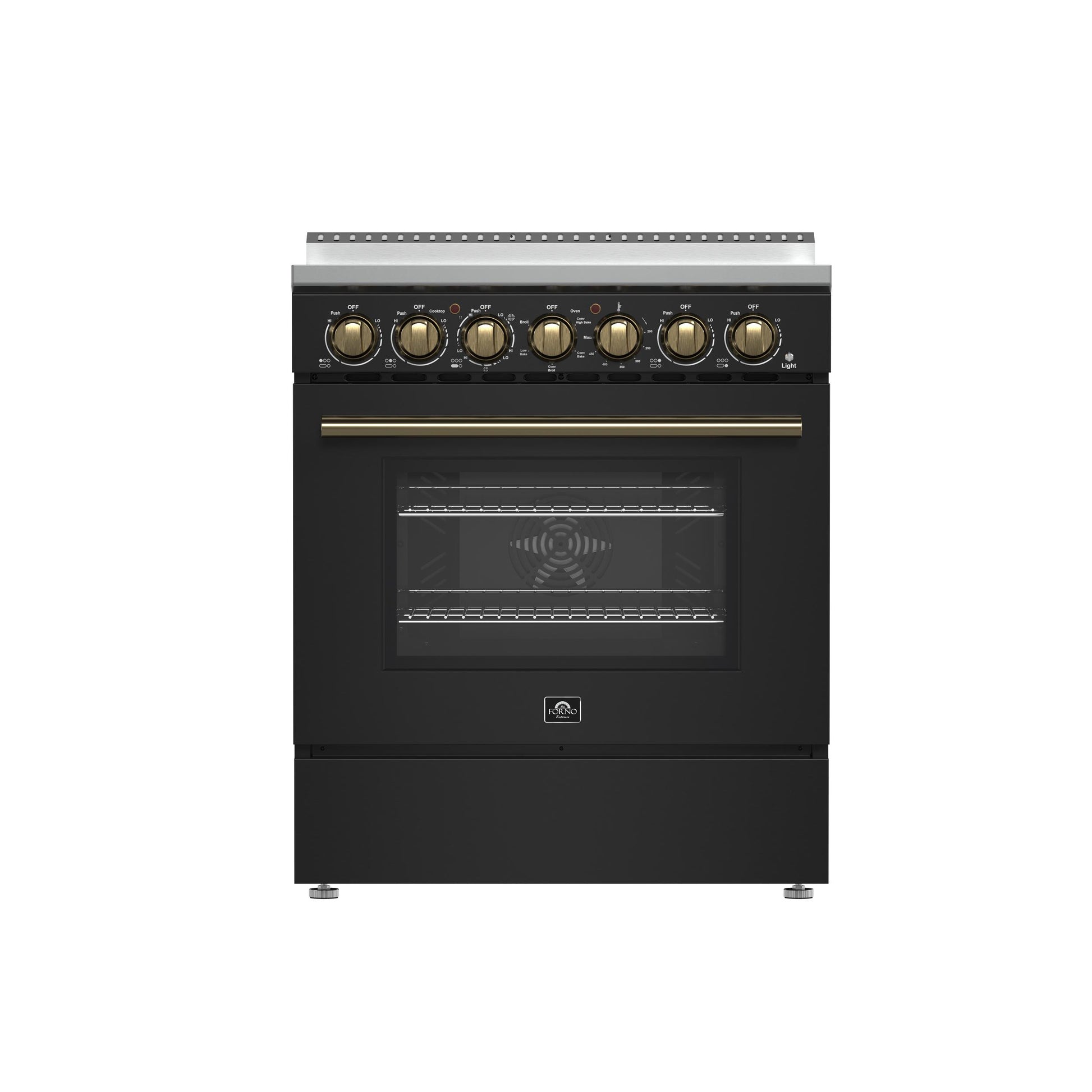 Forno FFSEL601130BLK Forno Paolo 30-Inch Freestanding Electric Range, Black, 4.38 Cu.Ft, True Convection Oven, Energy Efficient