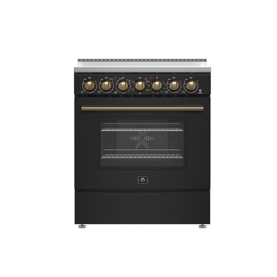 Forno FFSEL601130BLK Forno Paolo 30-Inch Freestanding Electric Range, Black, 4.38 Cu.Ft, True Convection Oven, Energy Efficient