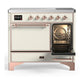 Ilve UMDIB40QNR3AWP Ilve Umdib40Qnr3Awp Majestic Iii 40 Inch Induction Range With 6 Elements, 3.82 Cu. Ft. Total Oven Capacity (Solid Door, Antique White, Copper)