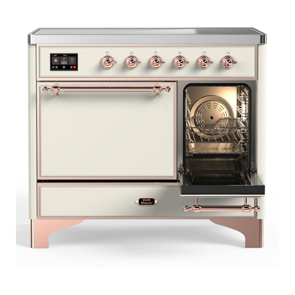 Ilve UMDIB40QNR3AWP Ilve Umdib40Qnr3Awp Majestic Iii 40 Inch Induction Range With 6 Elements, 3.82 Cu. Ft. Total Oven Capacity (Solid Door, Antique White, Copper)