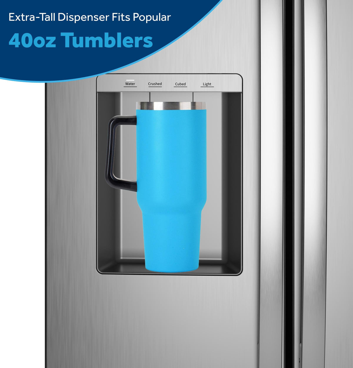 Ge Appliances GZS24NYYFS Ge® 23.6 Cu. Ft. Counter-Depth Side-By-Side Refrigerator With Extra Tall Dispenser And In-Door Icemaker