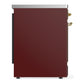 Ilve UMIB30NR3BUG Ilve Umib30Nr3Bug Majestic Iii 30 Inch Induction Range With 4 Elements, 4 Cu. Ft. Oven Capacity (Triple Glass Door, Burgundy, Brass)