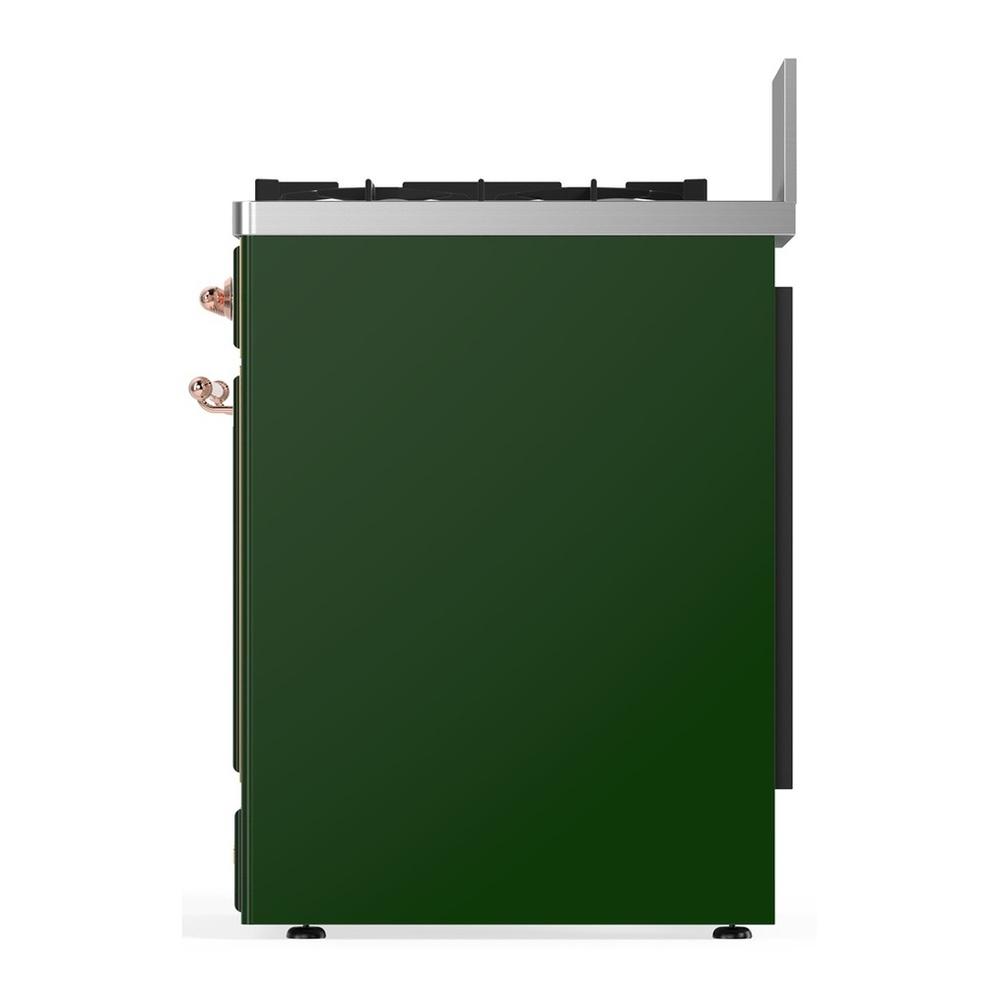 Ilve UM30NR3EGP Ilve Um30Nr3Egp Majestic Iii 30 Inch Dual Fuel Range With 5 Black Brass Burners, Dual Function Burner Up To 25,000 Btu (Natural Gas, Triple Glass Door, Emerald Green, Copper)