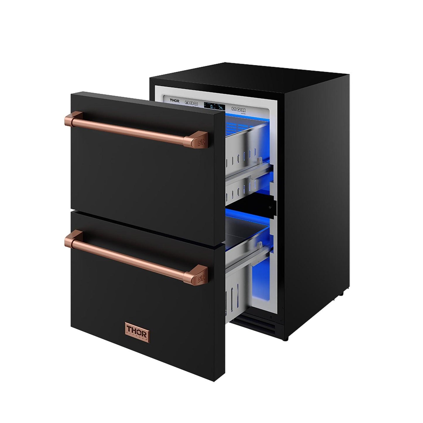 Thor Kitchen RZ24UBRSG 24 Inch Undercounter Built-In / Freestanding Drawer Freezer - Black/Rose Gold Gordon Ramsay Series