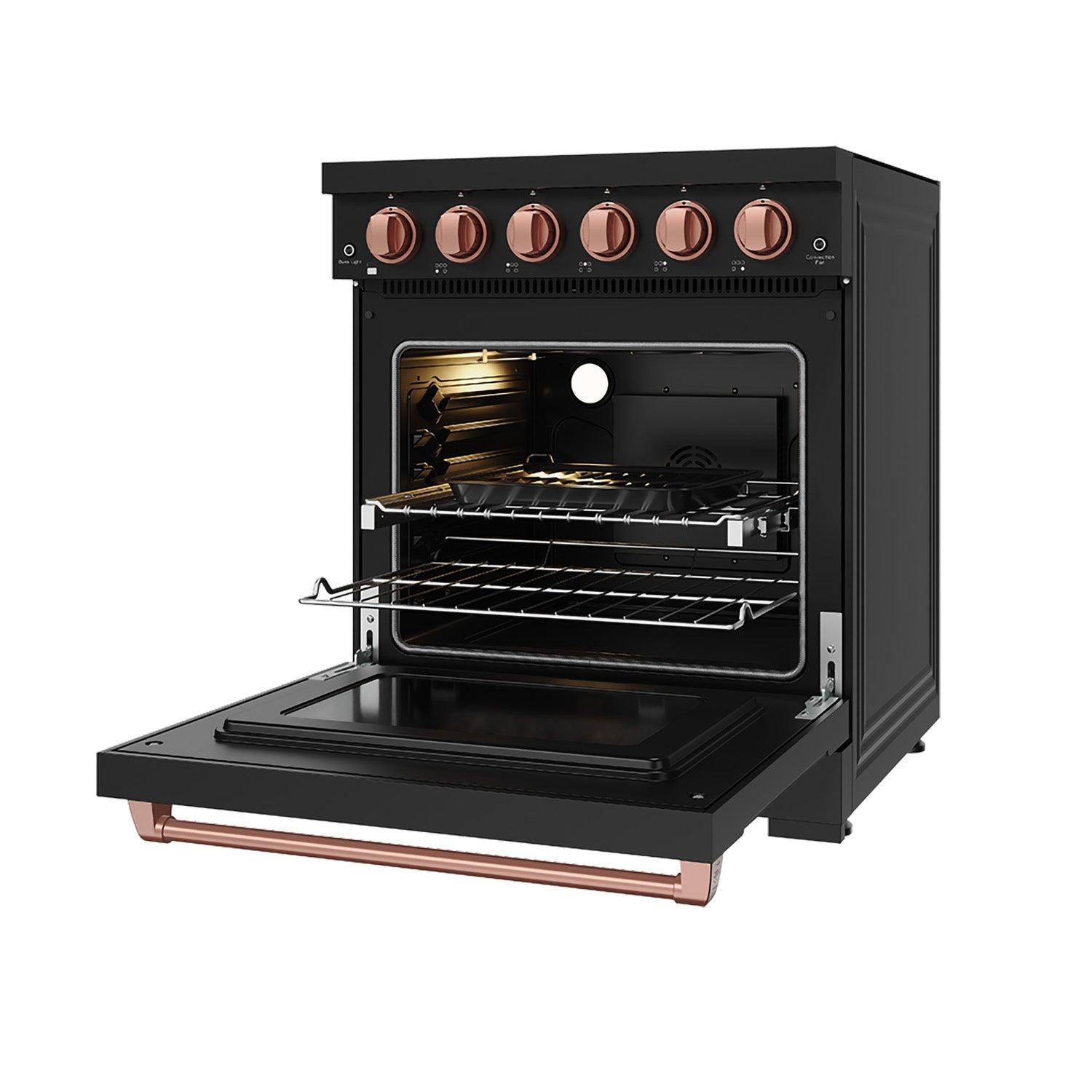 Thor Kitchen RSE30PBRSG 30 Inch Professional Electric Range With Precision Knob Control In Black And Rose Gold Gordon Ramsay Series