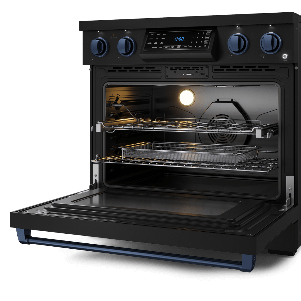 Thor Kitchen RSE36BBLU 36 Inch Professional Electric Range With Tilt Panel Touch Control In Black/Navy Blue Gordon Ramsay Series - Rse36B-Blu