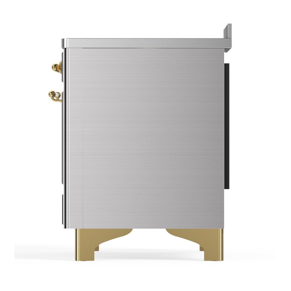 Ilve UMIB48NR3SSG Ilve Umib48Nr3Ssg Majestic Iii 48 Inch Induction Range With 6 Elements, 5.02 Cu. Ft. Total Oven Capacity (Triple Glass Door, Stainless Steel, Brass)