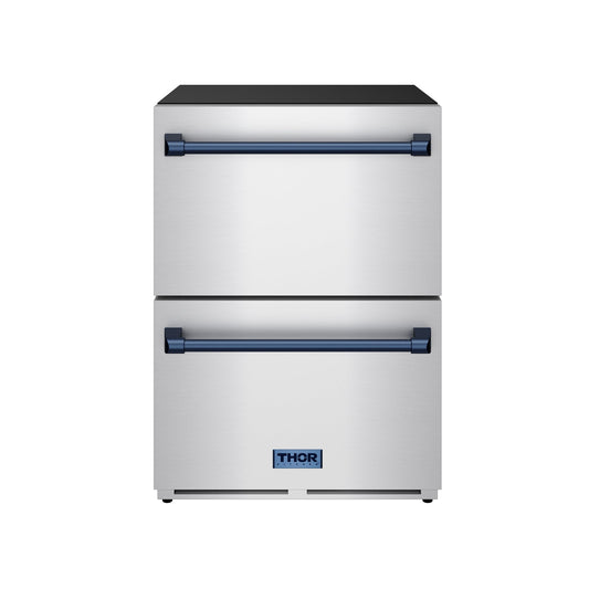 Thor Kitchen RF24UBLU 24 Inch Undercounter Built-In Or Freestanding Drawer Refrigerator - Stainless Steel/Blue Gordon Ramsay Series