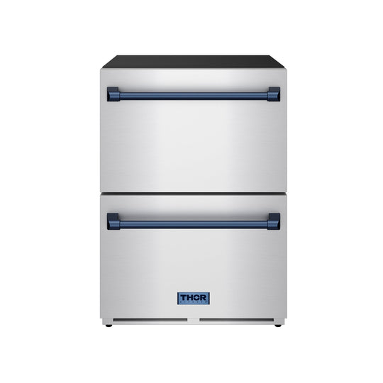 Thor Kitchen RF24UBLU 24 Inch Undercounter Built-In Or Freestanding Drawer Refrigerator - Stainless Steel/Blue Gordon Ramsay Series