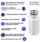 Forno WDD075TA2MS Forno Acqua Brightdiamond Moonstone 3/4Hp Super Quiet Garbage Disposal Corded With Motion Sensor Cabinet Light & Pre-Wired Air Switch