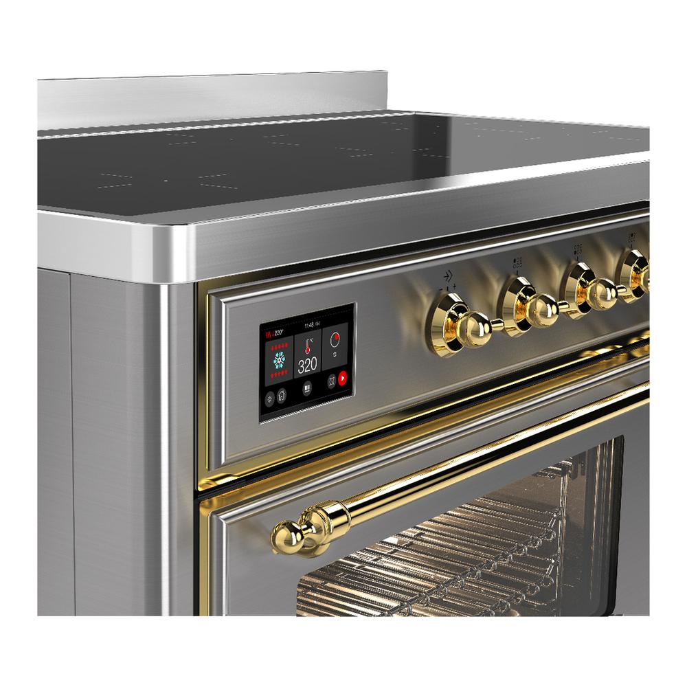 Ilve UMIB48NR3SSG Ilve Umib48Nr3Ssg Majestic Iii 48 Inch Induction Range With 6 Elements, 5.02 Cu. Ft. Total Oven Capacity (Triple Glass Door, Stainless Steel, Brass)