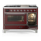Ilve UM48FNR3BUCLP Ilve Um48Fnr3Buclp Majestic Iii 48 Inch Dual Fuel Range With 8 Burners And Griddle, Dual Function Burner Up To 25,000 Btu (Liquid Propane, Triple Glass Door, Burgundy, Chrome)