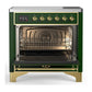 Ilve UMIB36QNR3EGG Ilve Umib36Qnr3Egg Majestic Iii 36 Inch Induction Range With 6 Elements, 3.5 Cu. Ft. Total Oven Capacity (Solid Door, Emerald Green, Brass)