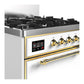 Ilve UM30QNR3WHGLP Ilve Um30Qnr3Whglp Majestic Iii 30 Inch Dual Fuel Range With 5 Black Brass Burners, Dual Function Burner Up To 25,000 Btu (Liquid Propane, Solid Door, White, Brass)