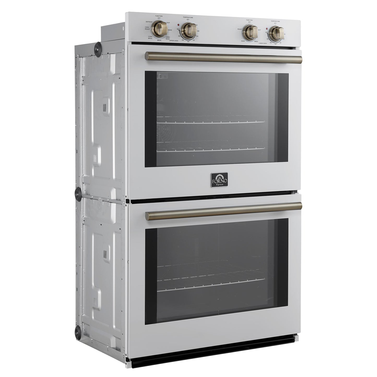 Forno FBOEL132430WHT Forno Vomero 30-Inch Double Wall Oven, White, 10 Cu.Ft Total Capacity, 7100W Convection, Mechanical Controls, Manuel Steam Clean