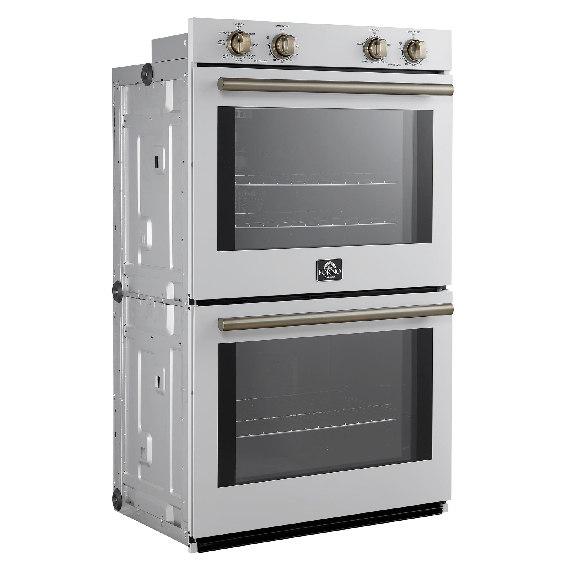 Forno FBOEL132430WHT Forno Vomero 30-Inch Double Wall Oven, White, 10 Cu.Ft Total Capacity, 7100W Convection, Mechanical Controls, Manuel Steam Clean