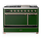 Ilve UM48FQNR3EGPLP Ilve Um48Fqnr3Egplp Majestic Iii 48 Inch Dual Fuel Range With 8 Burners And Griddle, Dual Function Burner Up To 25,000 Btu (Liquid Propane, Solid Door, Emerald Green, Copper)