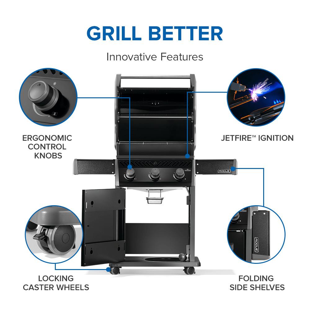 Napoleon Bbq R425NK2SS Rogue 425 With Stainless Steel Grids , Natural Gas, Black