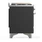 Ilve UM60FQNR3MGC Ilve Um60Fqnr3Mgc Majestic Iii 60 Inch Dual Fuel Range With 9 Burners And Griddle, Dual Function Burner Up To 25,000 Btu (Natural Gas, Solid Door, Graphite Matte, Chrome)