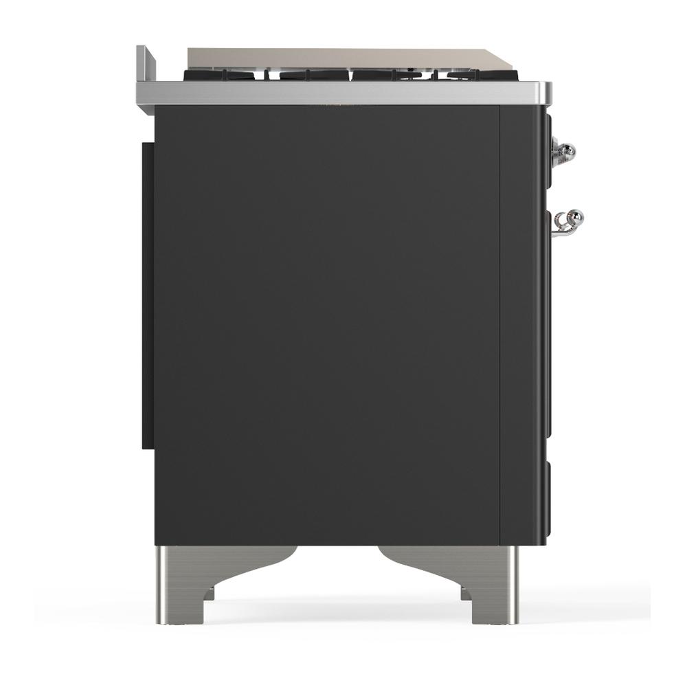Ilve UM60FQNR3MGC Ilve Um60Fqnr3Mgc Majestic Iii 60 Inch Dual Fuel Range With 9 Burners And Griddle, Dual Function Burner Up To 25,000 Btu (Natural Gas, Solid Door, Graphite Matte, Chrome)