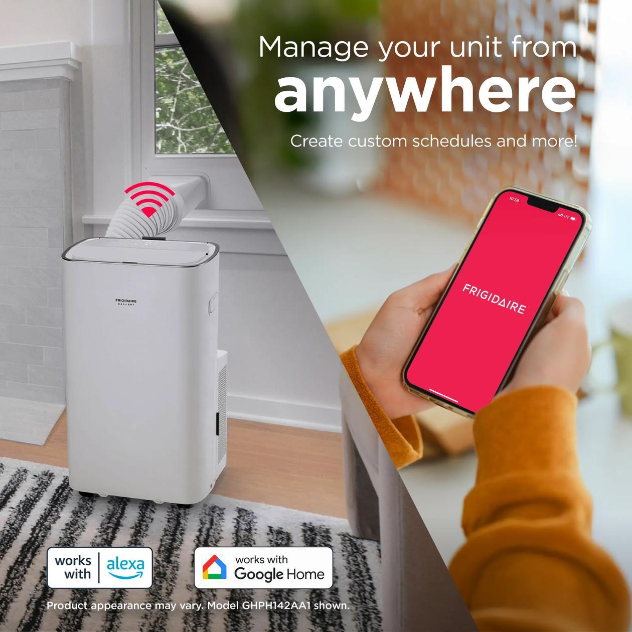 Frigidaire GHPH142AA1 3-In-1 Connected Inverter Portable Room Air Conditioner With Supplemental Heat 14,000 Btu (Ashrae) / 10,000 Btu (Doe)